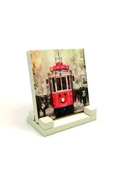 Sadrazam Νοσταλγική Πέτρινη Βάση Γραφείου με Σχέδιο Τραμ 10x10 KRT-47