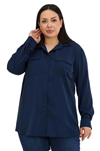 DISENTIS MODEST Μακρυμάνικο πουκάμισο σε μεγάλο μέγεθος με διπλές τσέπες και ...