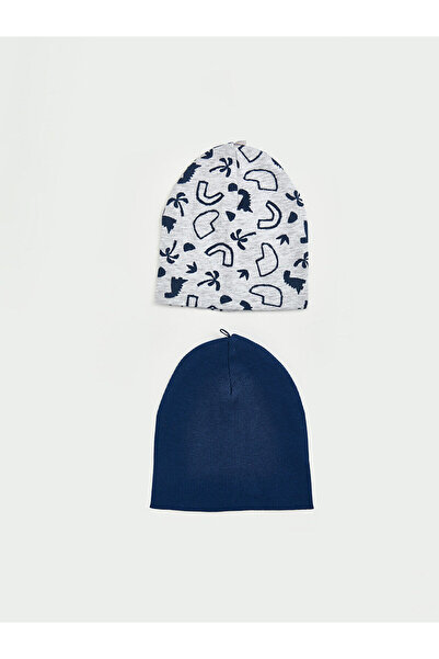 LC Waikiki Nevavm Farkıyla Lcw Accessories Gray Printed Baby Boy Beanie 2-Pack