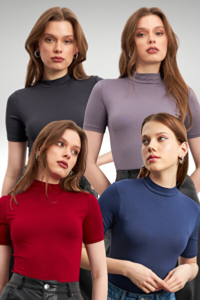 Bipantolon Γυναικεία κοντομάνικη μπλούζα σε γκρι ανθρακί, μπλε ναυτικό και μπ...