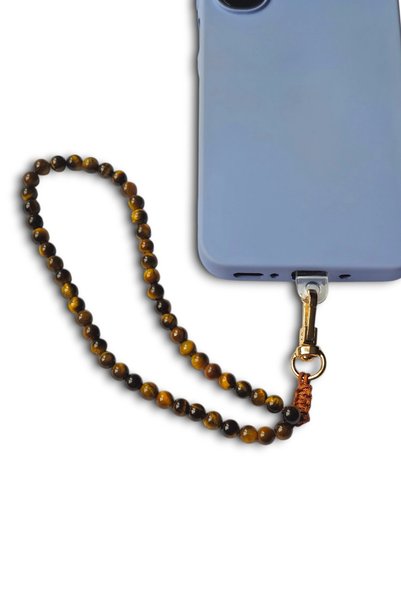 Pozitif Doğal Taş Phone Wrist Strap Tiger's Eye Natural Stone 339-3