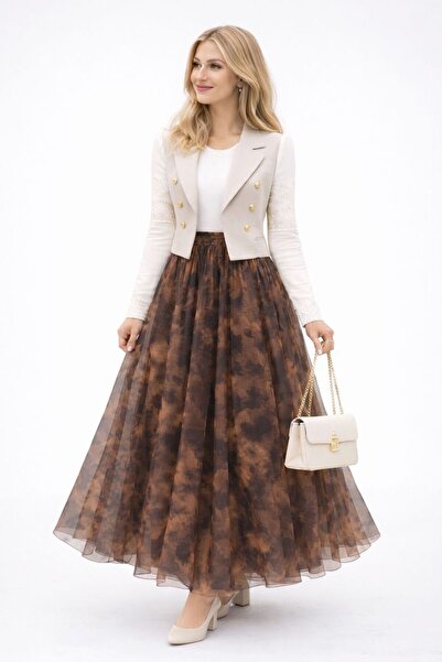 Sfg Life Moda Ασύμμετρη κοπή, έθνικ σχέδιο, ελαστική μέση και φούστα από τούλ...