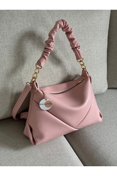 BAGLOVİS Γυναικεία τσάντα ώμου με κορδόνι περίσφιξης, με λεπτομέρεια από χρυσ...