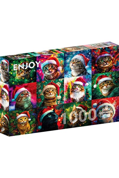 Enjoy Puzzle 1000 de piese Puzzle Enjoy - Pisici Moș Crăciun (Enjoy-2407)