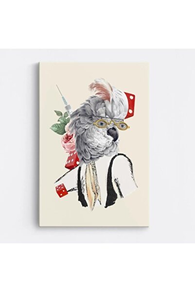 OEM Tablou pe pânză premium WOWCanvas, Portret de papagal cu elemente florale...