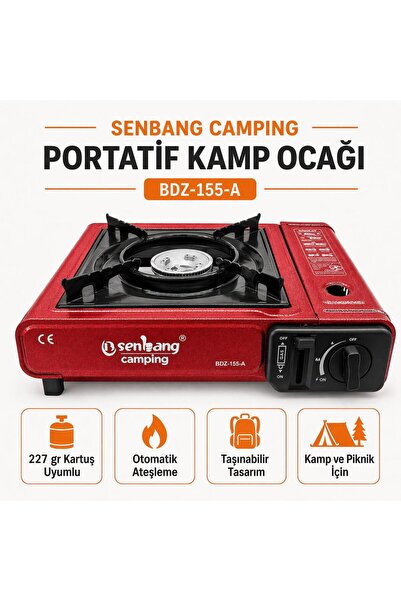 MİNPO Portatif Kamp Ocağı + 227 gr – Otomatik Ateşleme, Taşınabilir Piknik Oc...