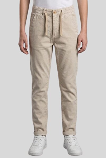ww waka waka kids store Boy's Beige Canvas Pants - Elastic Waist and Laces