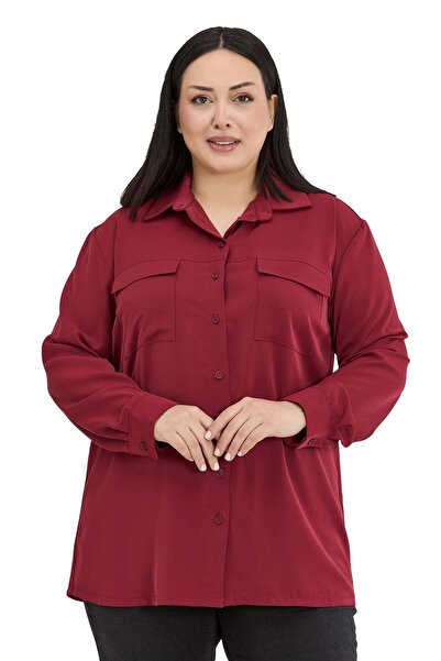 DISENTIS MODEST Μακρυμάνικο πουκάμισο μεγάλου μεγέθους με διπλές τσέπες και κ...