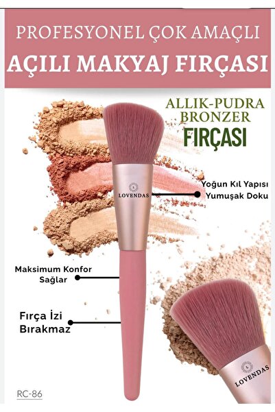 Renkli Tekli Allık Fırçası Yumuşak Kıllı Profesyonel Blush Brush