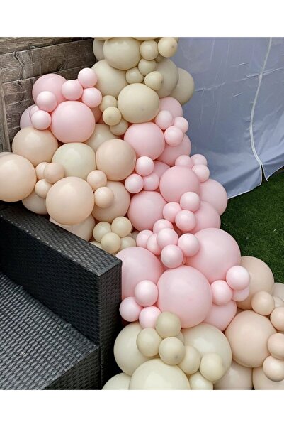 eğlencemarketi Makaron Pembe Sütlü Kahve Ve Somon Balon Zinciri 100 Adet
