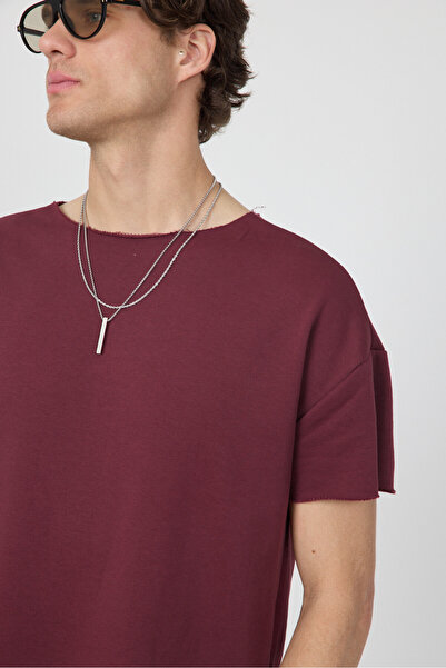 gothamvibes Erkek Blank Boxy Bordo T-Shirt