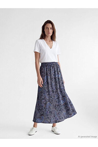 LC Waikiki Nevavm Patterned Belmando Flared Skirt with Elastic Waist