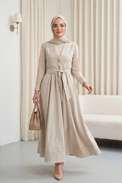 Modamorfo Φόρεμα Cupra με δέσιμο στη μέση και λεπτομέρεια ελαστικού γιλέκου -...