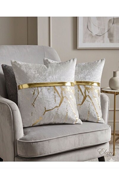 DECORA CASA HOME COLLECTİON Luksuzna jastučnica od folije sa zlatnim prugama ...