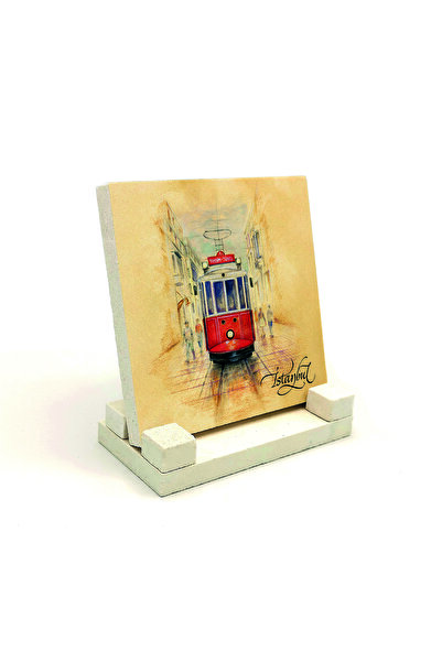 Sadrazam Νοσταλγική Πέτρινη Βάση Γραφείου με Σχέδιο Τραμ 10x10 KRT-45