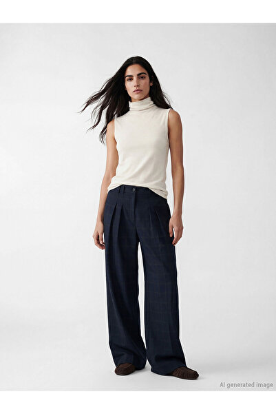 LC Waikiki Nevavm Wide Leg Pleated Women's Fabric Trousers with a Difference