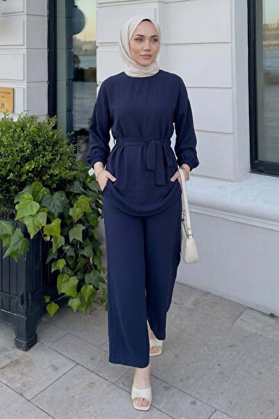 Salih Çelebi Waist Elastic Detailed Double Set Y0132 - Dark Blue