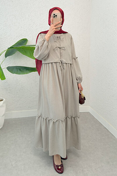 Salih Çelebi Σετ Φόρεμα με Μπαλόνι Μανίκι και Μπολερό 2271 - ΣΚΟΥΡΟ ΠΕΤΡΙΝΟ