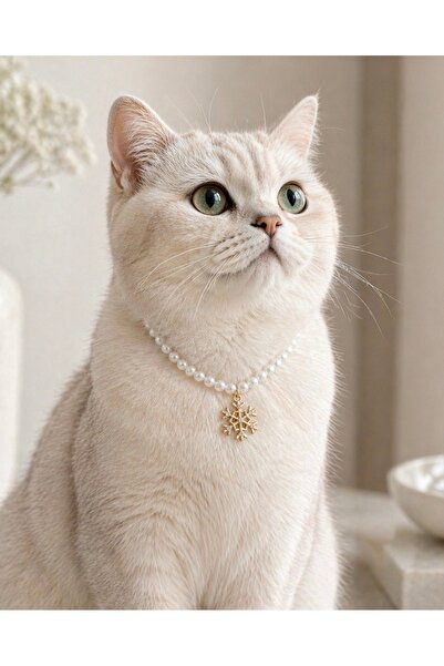 HALHALMILL Stoned Zircon Snowflake Pendant Pearl Cat Necklace