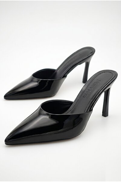 Redoxy Γυναικείες κομψές και στυλάτες λουστρίνινες βραδινές παντόφλες με μυτε...