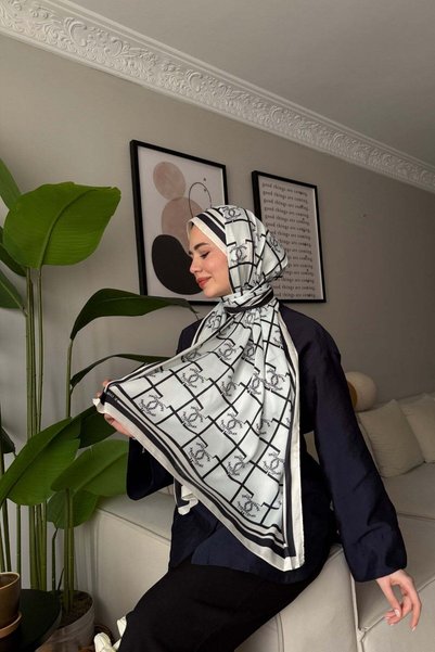 diorel C Striped Pattern Monogram Silk Voile Shawl Water Green