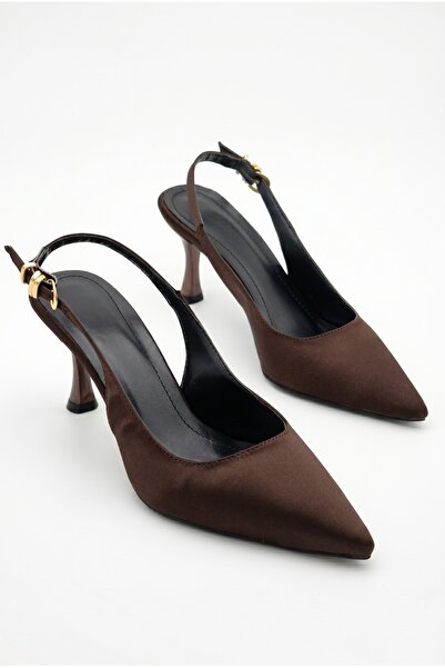 Redoxy Women's Bitter Brown Satin Design Elastic Band Pointed Toe Thin Casual...