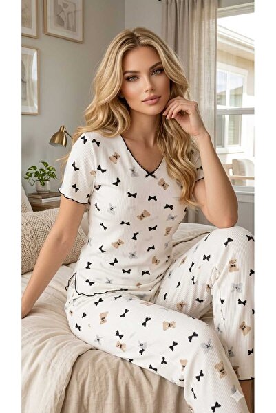 Asel Γυναικείο κοντομάνικο σετ πιτζάμες από μαλακό ύφασμα τούστε για το καλοκ...