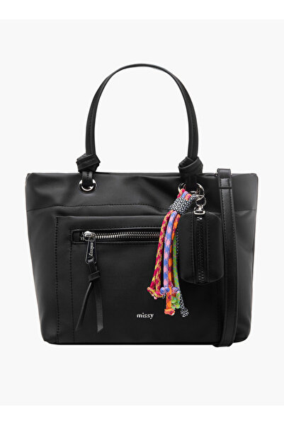 Missy Solid Tote Bag with Charm Accent