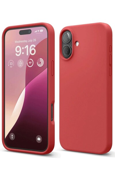 Generic Brand iPhone 16 Plus Case Nano Inside Velvet Silicone - Red