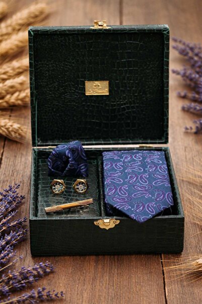 Kravatkolik Πράσινο Ανδρικό Κουτί Δώρου - Σετ Γραβάτα, Μαντήλι, Μανικετόκουμπ...