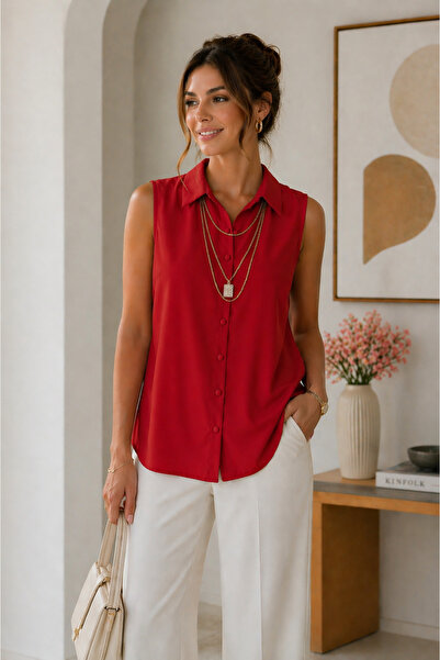 Noi Belis Μπλούζα με λεπτομέρεια αξεσουάρ αλυσίδας και κουμπιά, υφαντή με μηδ...