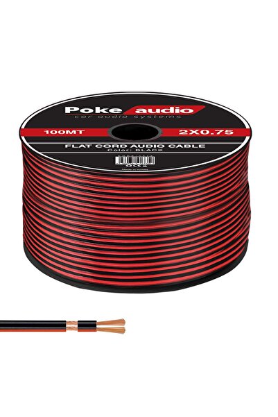 Poke 2X0.75 Hoparlör Kablosu Kordon Makaralı Siyah 100mt PK-1416