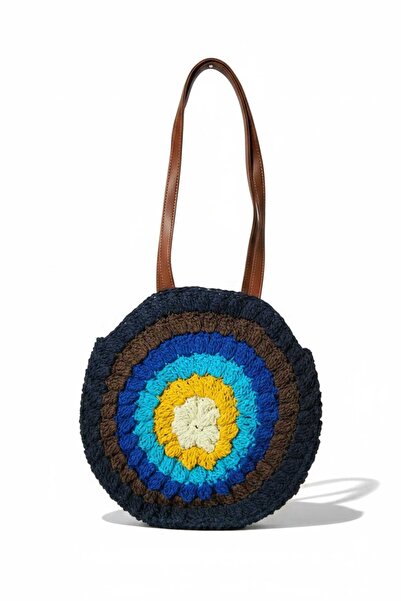 Aware Time Χειροποίητη πλεκτή ψάθινη τσάντα με επένδυση και φερμουάρ