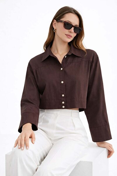 ModaPlaza Γυναικείο πουκάμισο με κουμπιά από ύφασμα Modal με μακριά μανίκια κ...