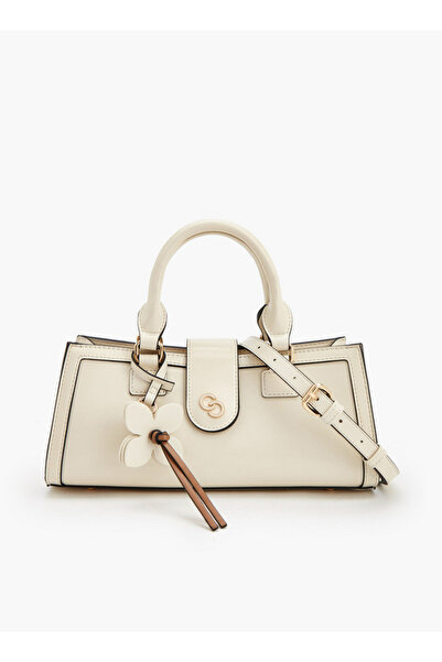 Celeste Solid Tote Bag with Floral Charm