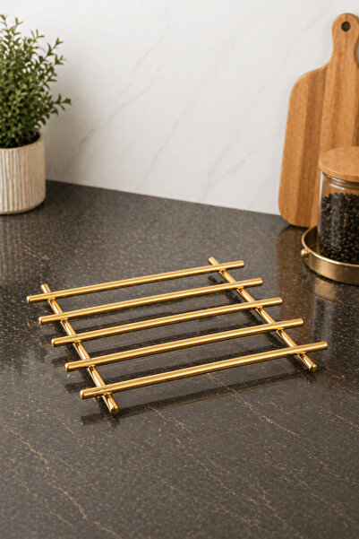 Jenisa Gold Metal Nihale – Countertop Pot & Teapot Mat with Heat-Resistant Non-Slip Base