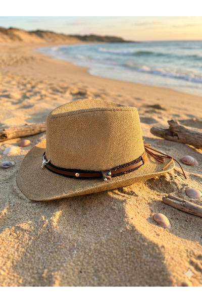 PIECE SIGNATURE 100% Χάρτινο, Ψάθινο καπέλο Fedora με κοντό γείσο και αξεσουά...