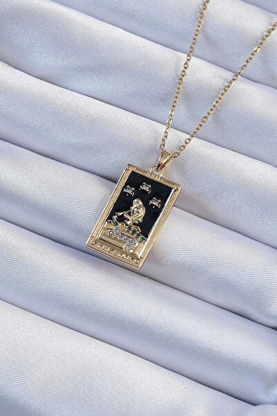 TakÇalıştır 316L Steel Chain Gold Color Zircon Stone Black Enamel Girl Figure...