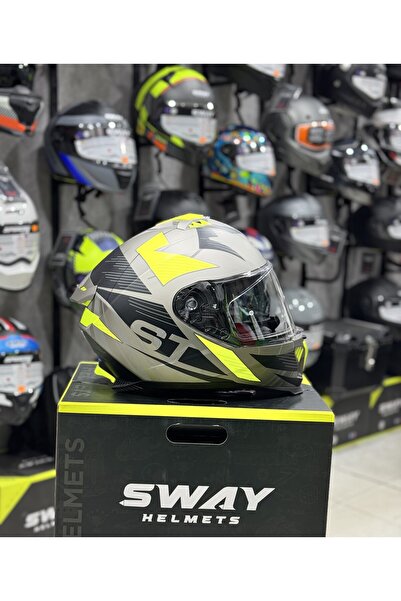 Sway ST Sport Mat Gri Neon Sarı Full Face Kask Pinlock 30 Ece 22.06 ABS Güvenlik