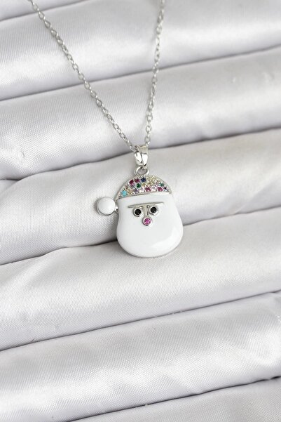 TakÇalıştır 316L Steel Chain Silver Color Snowman Head with Hat Model Christm...