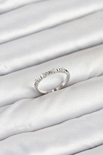 TakÇalıştır Brass Silver Color Laser Cut Women Ring