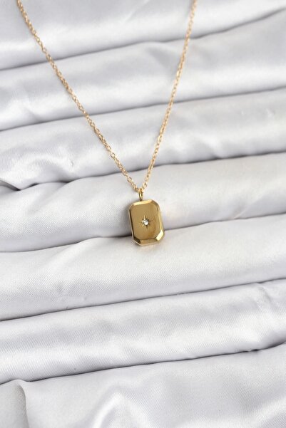TakÇalıştır 316L Steel Chain Gold Color Minimal North Star Model Women's Neck...