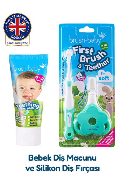 Brush-Baby Silikon Diş Fırçası ve Diş Kaşıyıcı ile Diş Macunu (İlk Ağız Bakım...