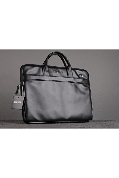 Generic Brand Чанта за лаптоп от изкуствена кожа, с презрамка, 27x37 см, черна