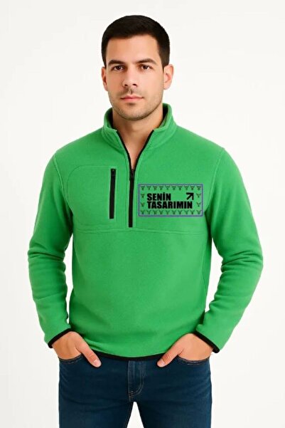 Kanonik Education Μπροστινό πουλόβερ από πολικό φλις με όρθιο γιακά - Πράσινο