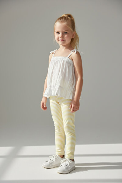 Pitti Κοριτσίστικο κολάν λίκρα με κίτρινες και λευκές ρίγες 9292