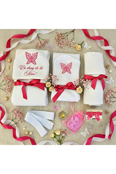 OEM Trusou Botez Fluturaș Roz – Set Compact 75×75 cm | Delicat & Elegant, 100...