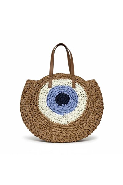 Aware Time Χειροποίητη πλεκτή ψάθινη τσάντα με επένδυση και φερμουάρ