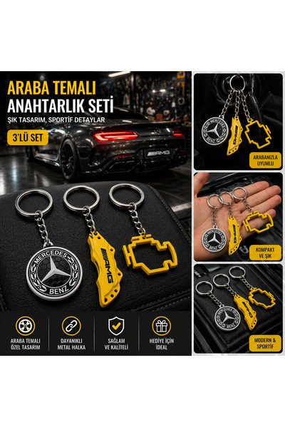 GECE 3D MERCEDES ÜÇLÜ ANAHTARLIK SETİ