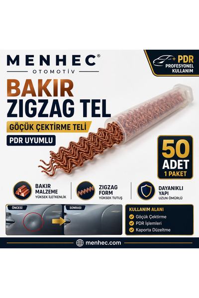 Menhec Otomotiv Bakır Zigzag Göçük Çektirme Teli PDR Boyasız Göçük Düzeltme K...